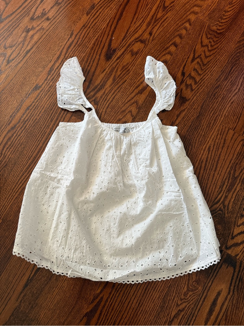 The Nines by Hatch White Eyelet Ruffle Strap Tank Top small maternity